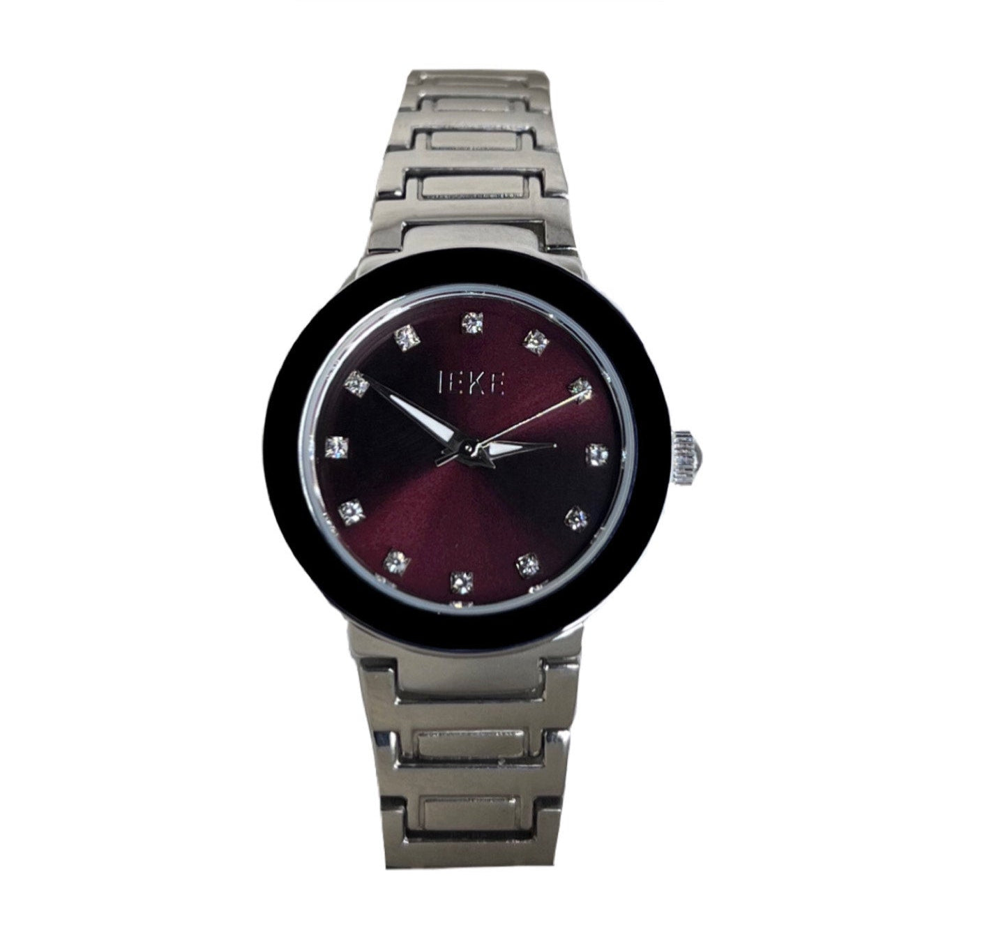 IEKE Silver Round Classic with Maroon dial