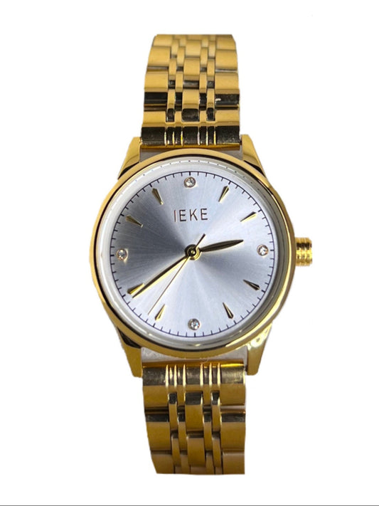 IEKE Gold Round Dial Classic with Metallic Silver Dial